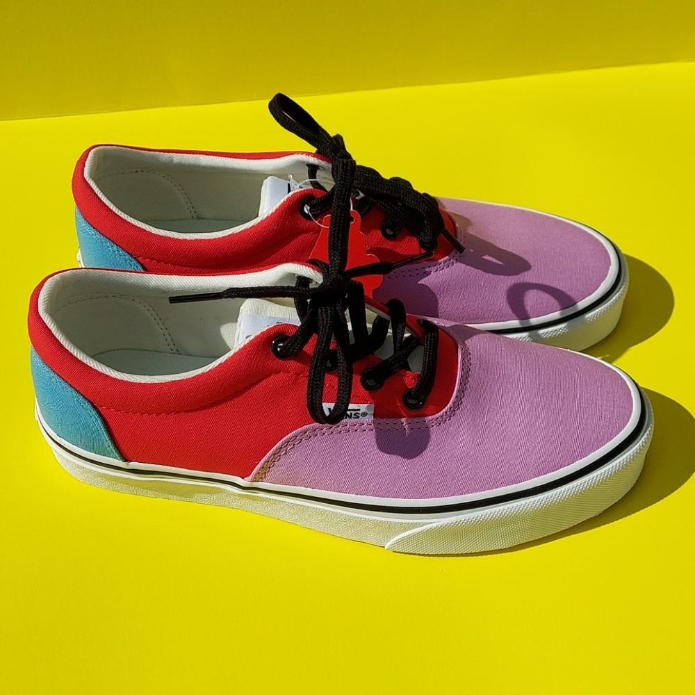 Vans lace up sneakers color block blue pink red - Picture 3 of 7